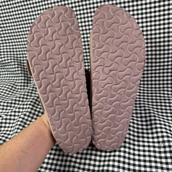Birkenstock Arizona Big Buckle Lilac Pink Rose Silver Nubuck Leather NARROW 9 - Picture 4 of 4